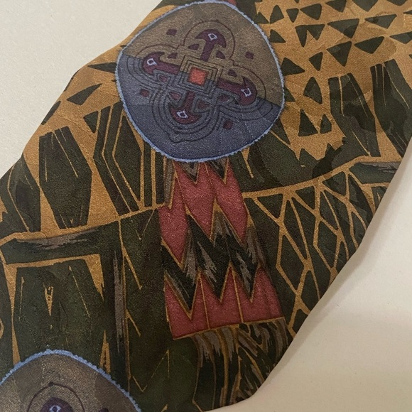 Mario Valentino vintage artsy geometric colorful men's tie EUC silk - Picture 3 of 4